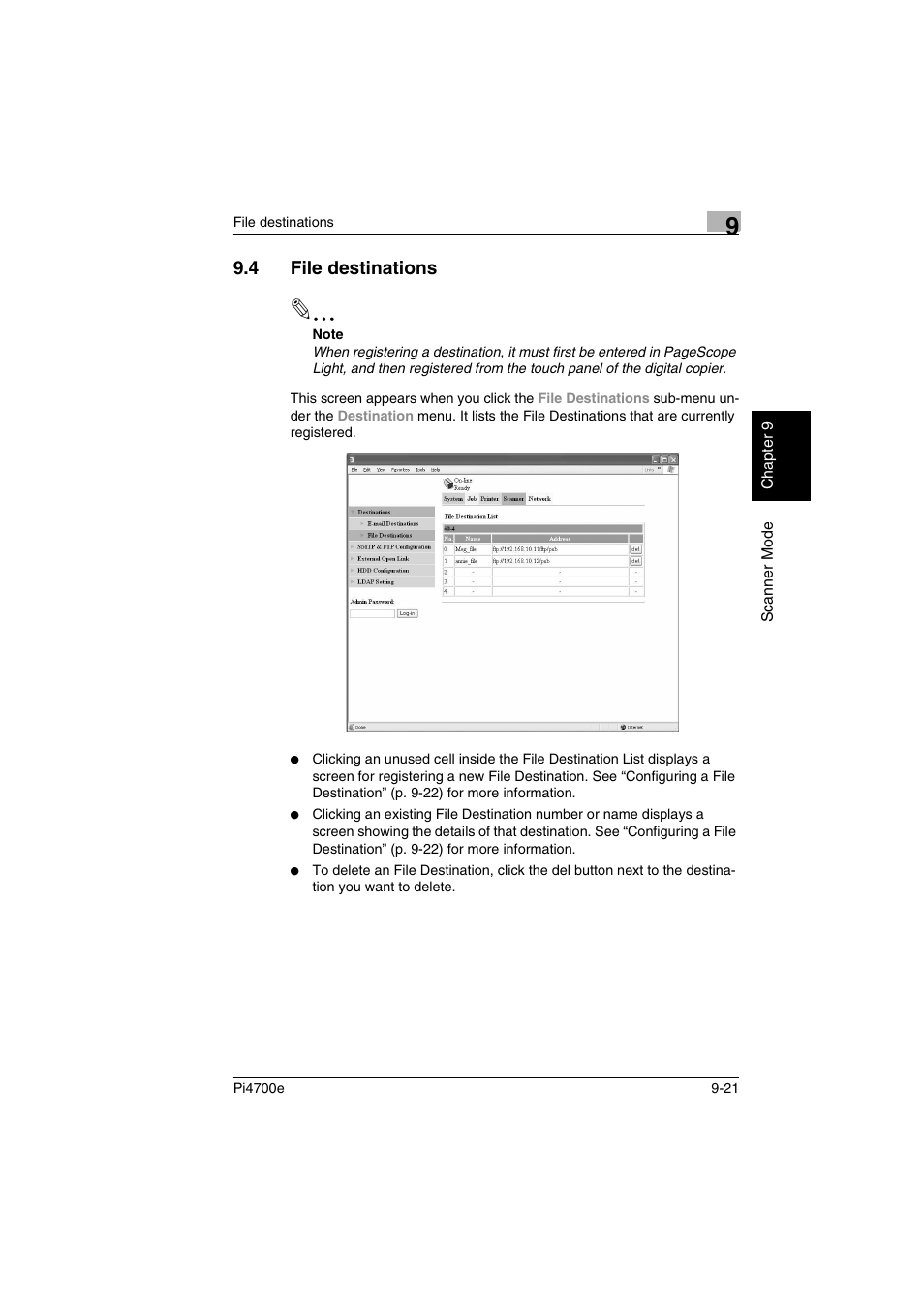 4 file destinations | Minolta PI4700E User Manual | Page 306 / 426