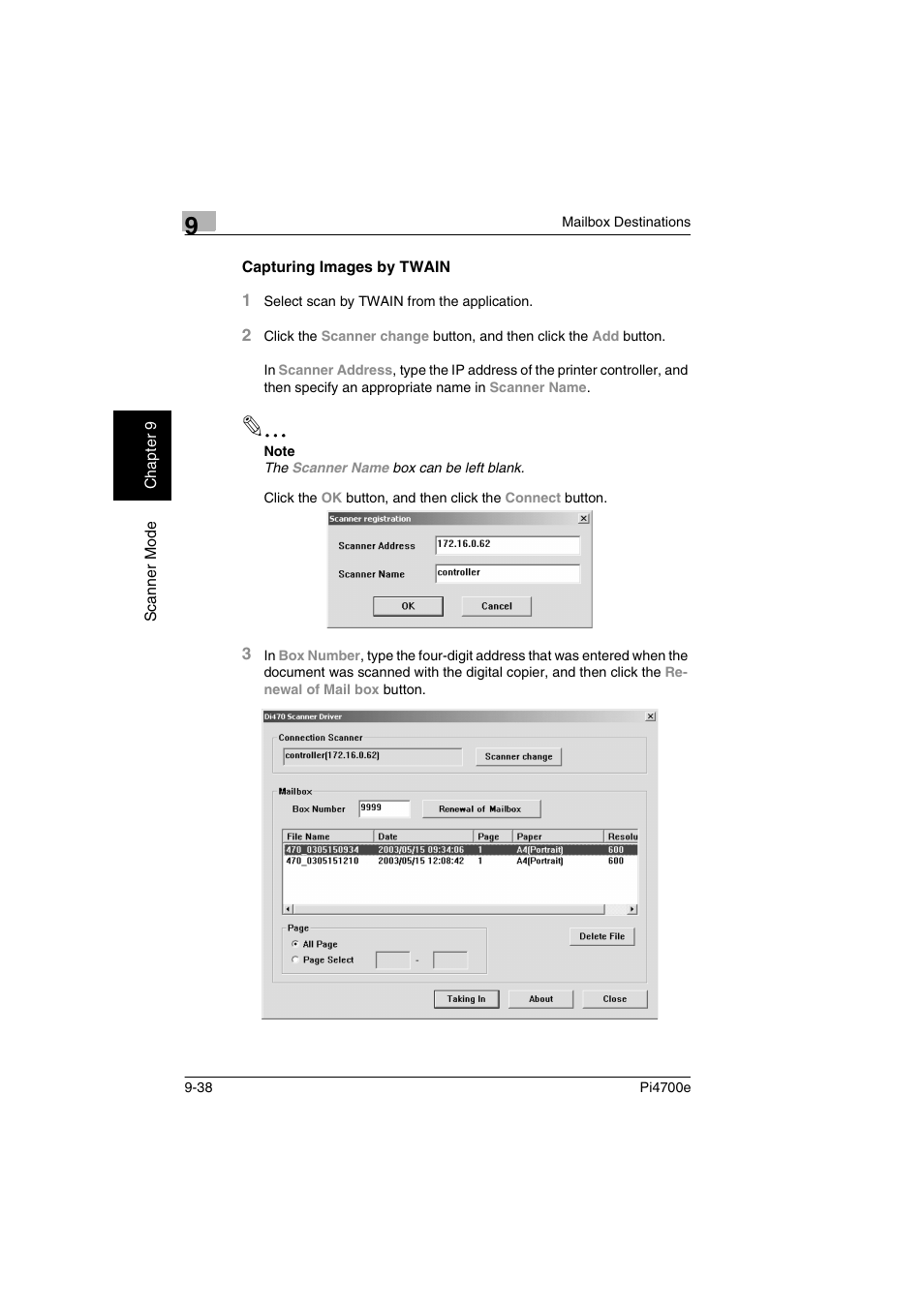 Capturing images by twain | Minolta PI4700E User Manual | Page 323 / 426