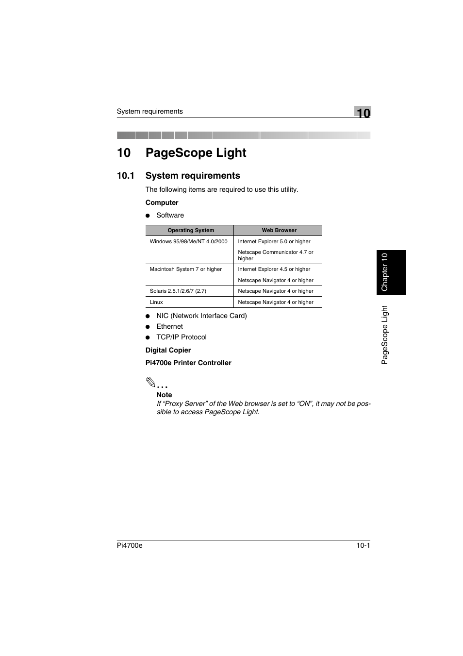 1 system requirements, 10 pagescope light | Minolta PI4700E User Manual | Page 326 / 426