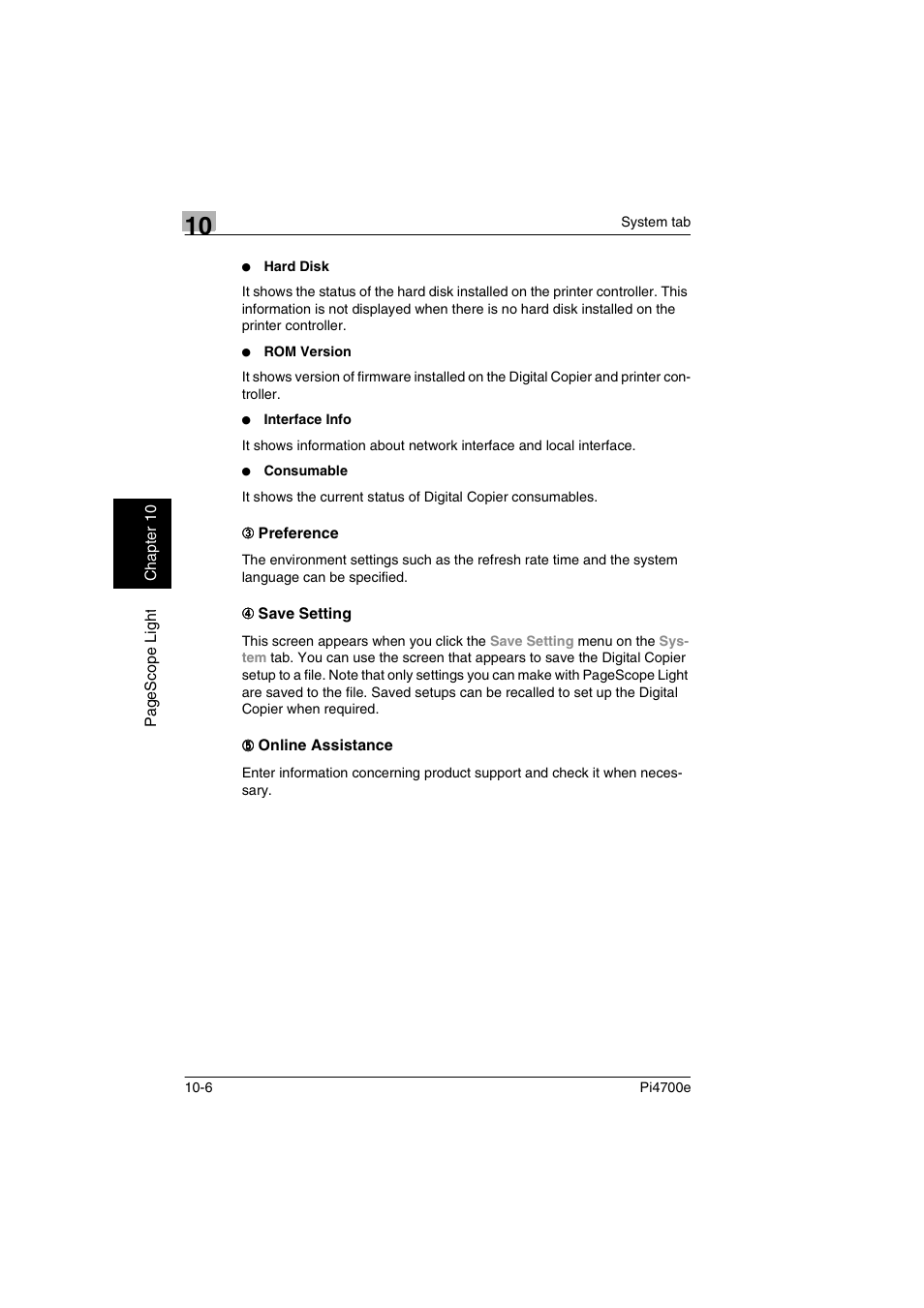 3 preference, 4 save setting, 5 online assistance | Minolta PI4700E User Manual | Page 331 / 426