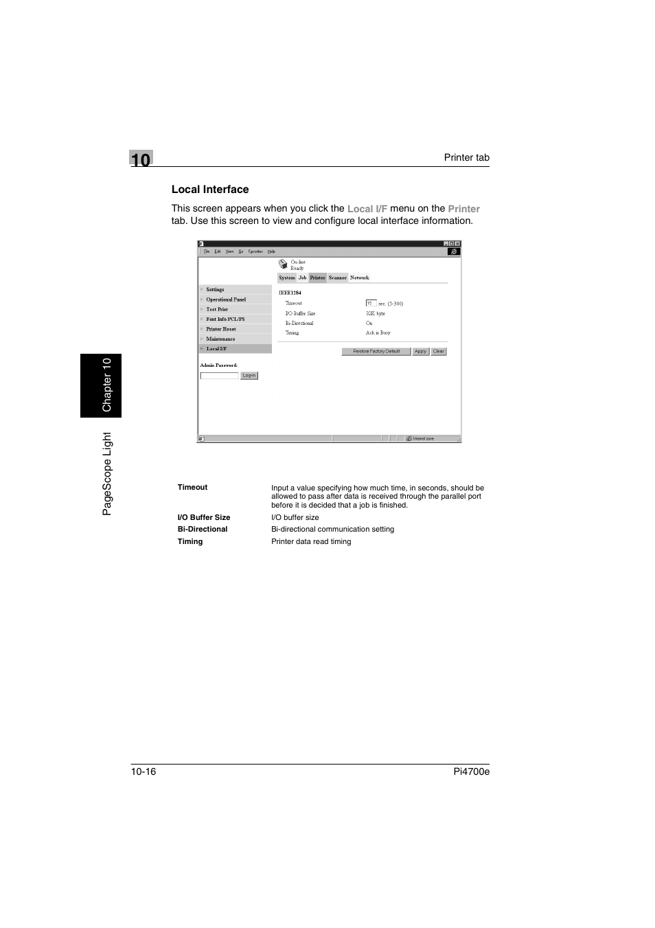 Local interface | Minolta PI4700E User Manual | Page 341 / 426