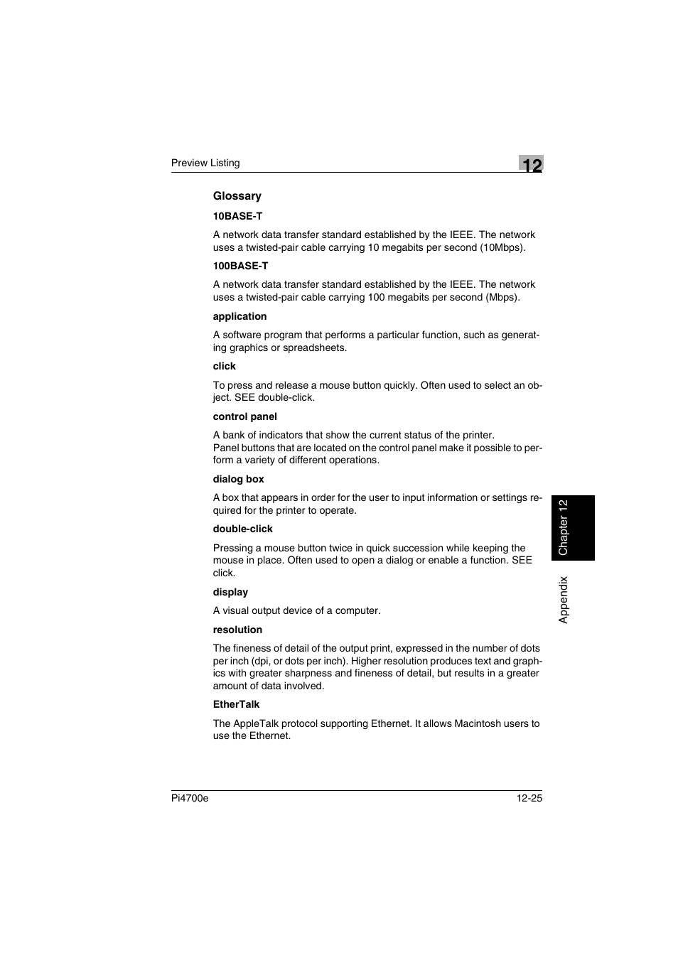 Glossary | Minolta PI4700E User Manual | Page 376 / 426