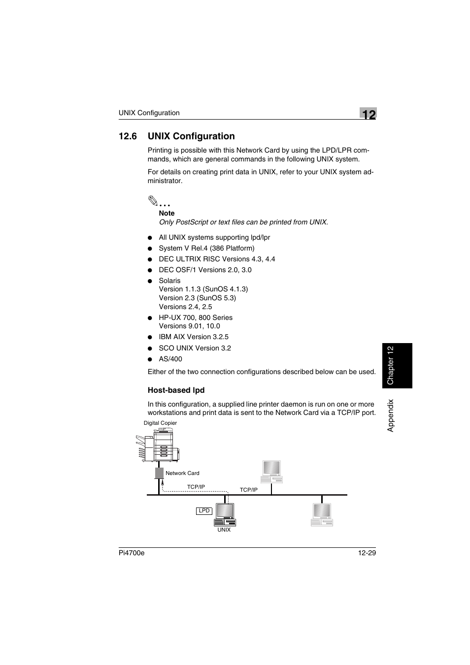 6 unix configuration, Host-based lpd | Minolta PI4700E User Manual | Page 380 / 426