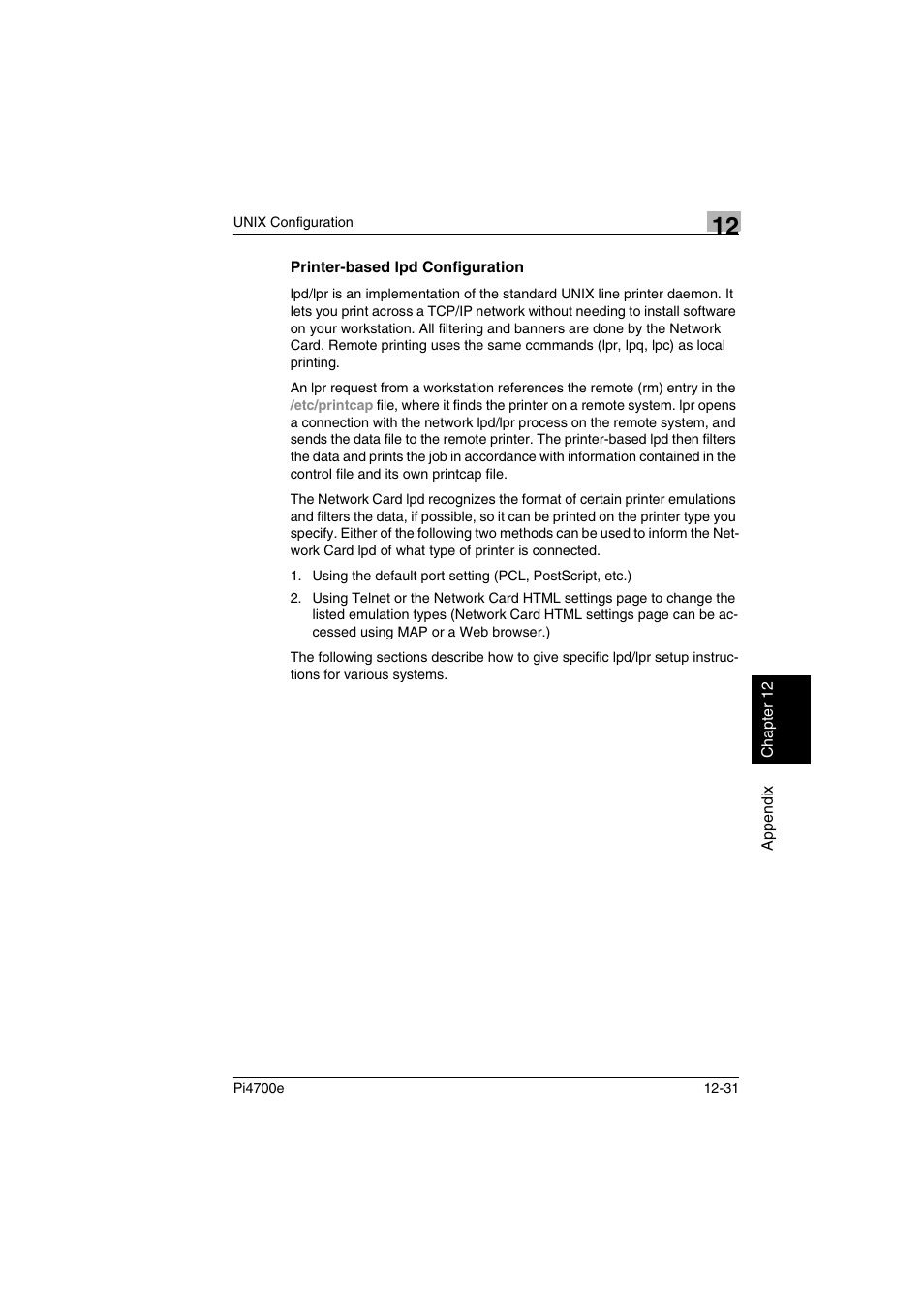 Printer-based lpd configuration | Minolta PI4700E User Manual | Page 382 / 426