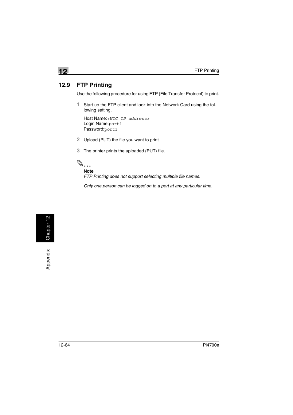 9 ftp printing | Minolta PI4700E User Manual | Page 415 / 426