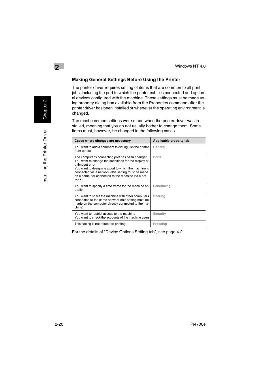 Making general settings before using the printer | Minolta PI4700E User Manual | Page 45 / 426