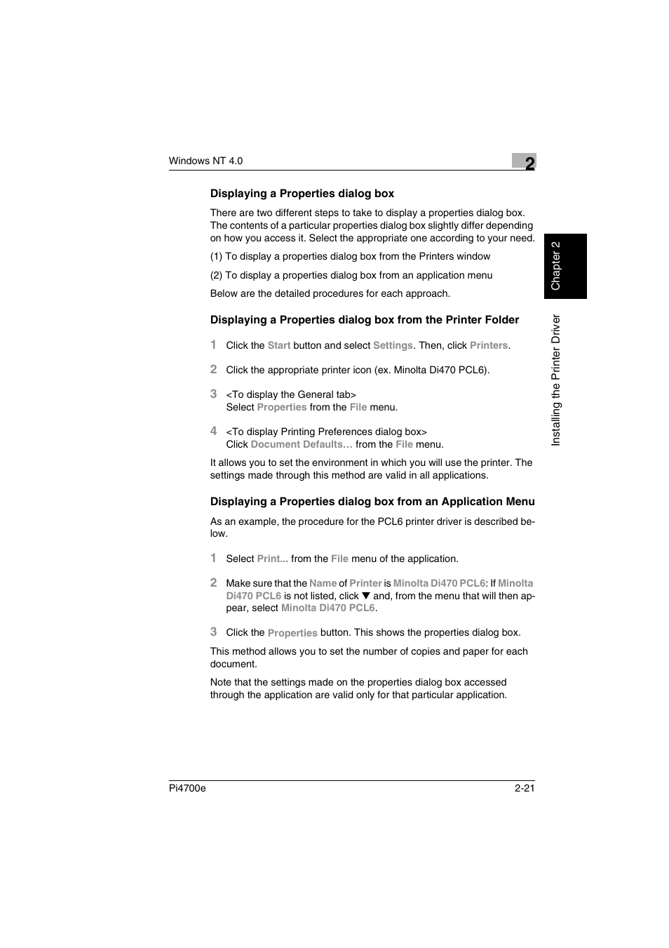 Displaying a properties dialog box | Minolta PI4700E User Manual | Page 46 / 426