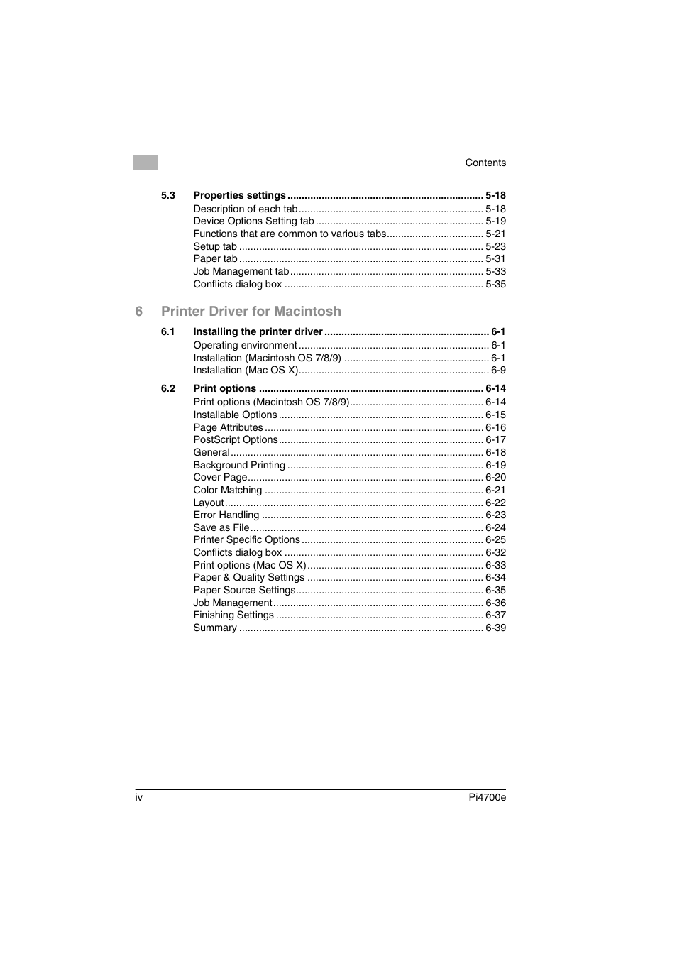 6printer driver for macintosh | Minolta PI4700E User Manual | Page 5 / 426