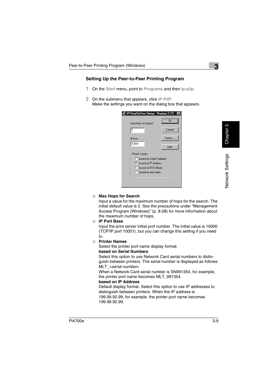 Setting up the peer-to-peer printing program, Setting up the peer-to-peer printing program -9 | Minolta PI4700E User Manual | Page 56 / 426