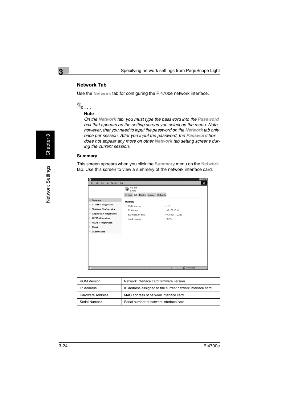 Network tab, Network tab -24 | Minolta PI4700E User Manual | Page 71 / 426