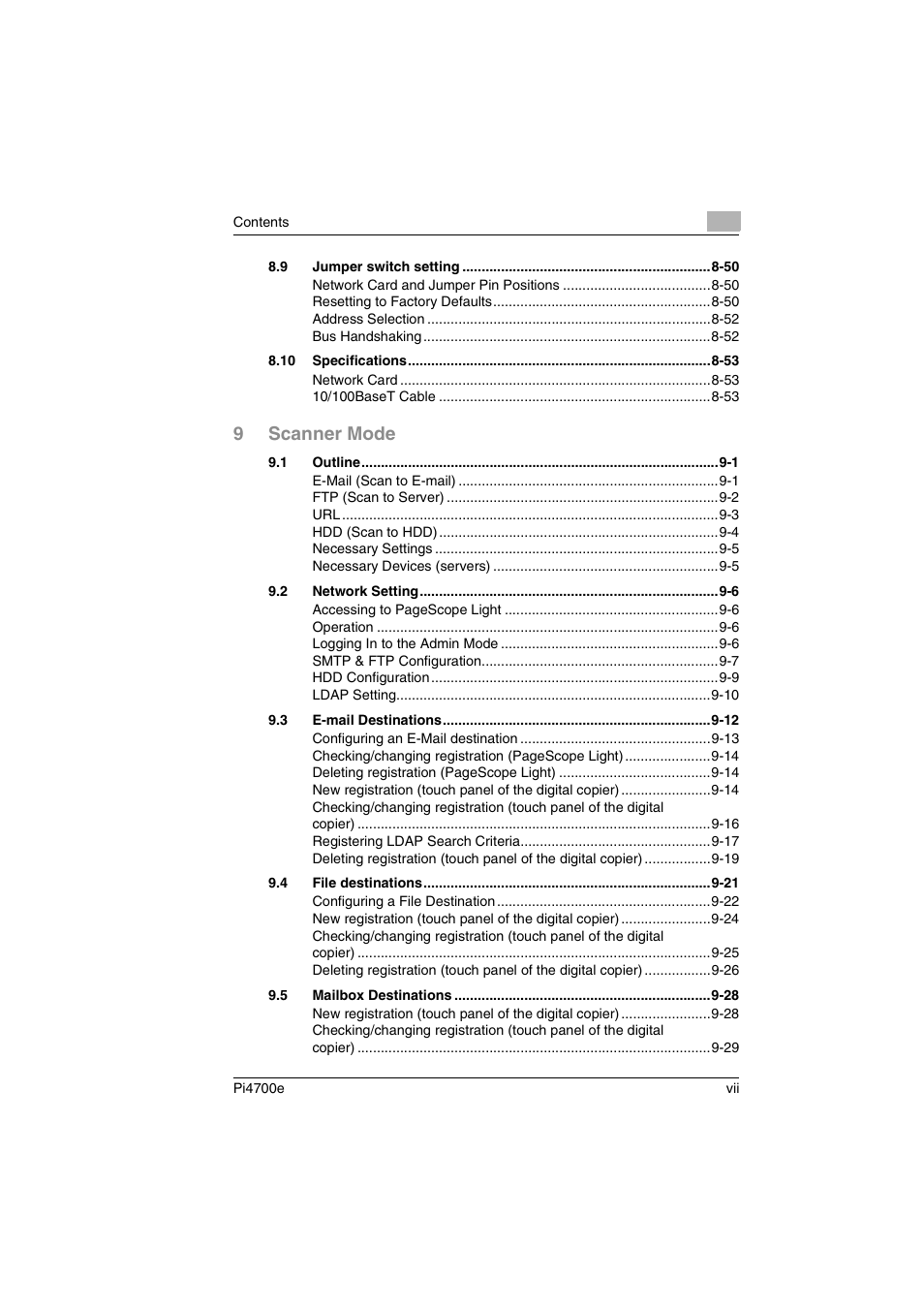 9scanner mode | Minolta PI4700E User Manual | Page 8 / 426