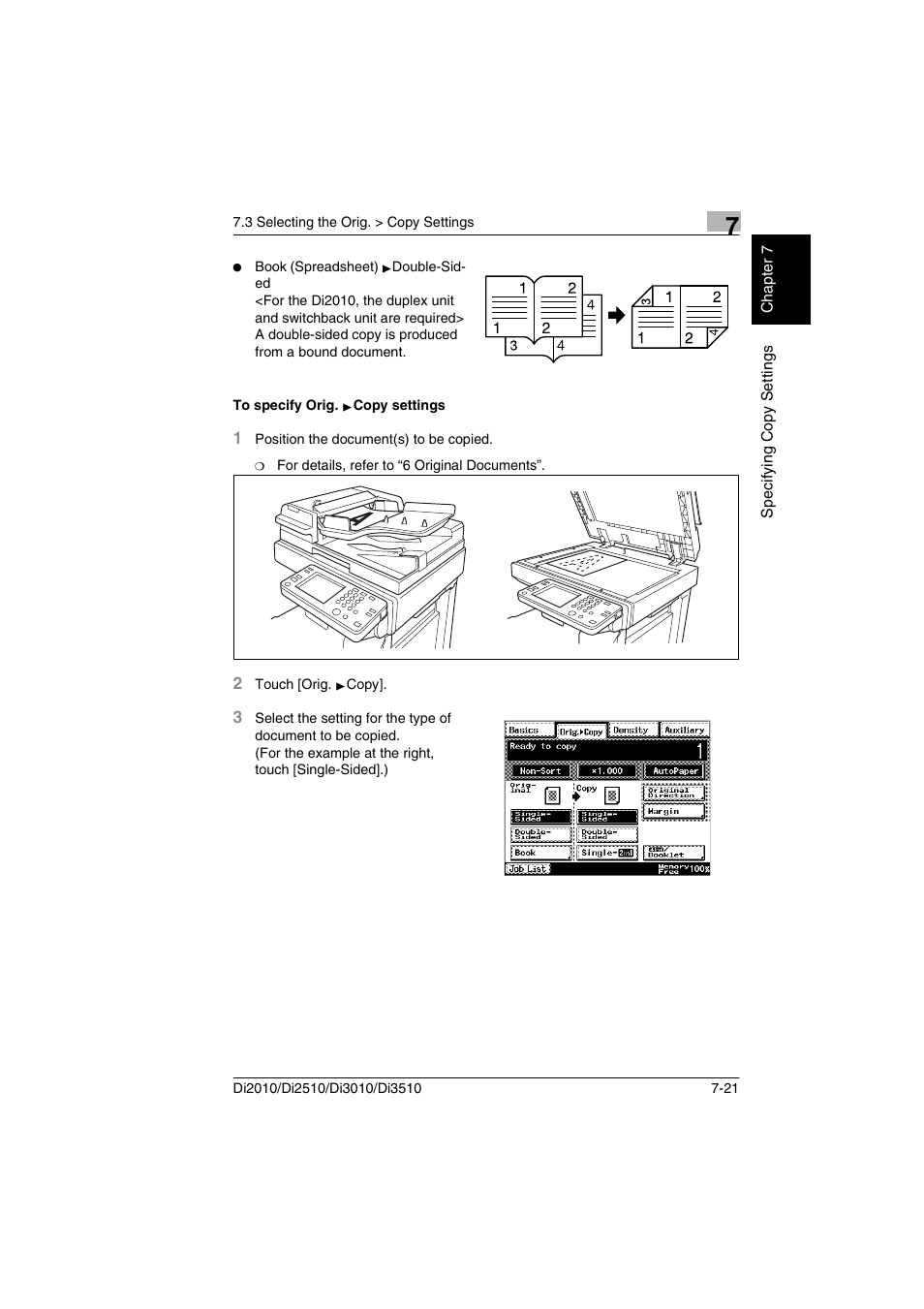 To specify orig. > copy settings, To specify orig. ö copy settings -21 | Minolta DI2510 User Manual | Page 144 / 210