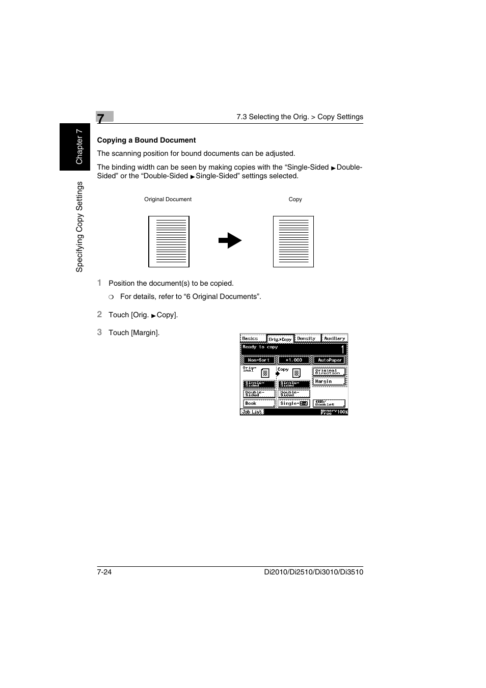 Copying a bound document, Copying a bound document -24 | Minolta DI2510 User Manual | Page 147 / 210