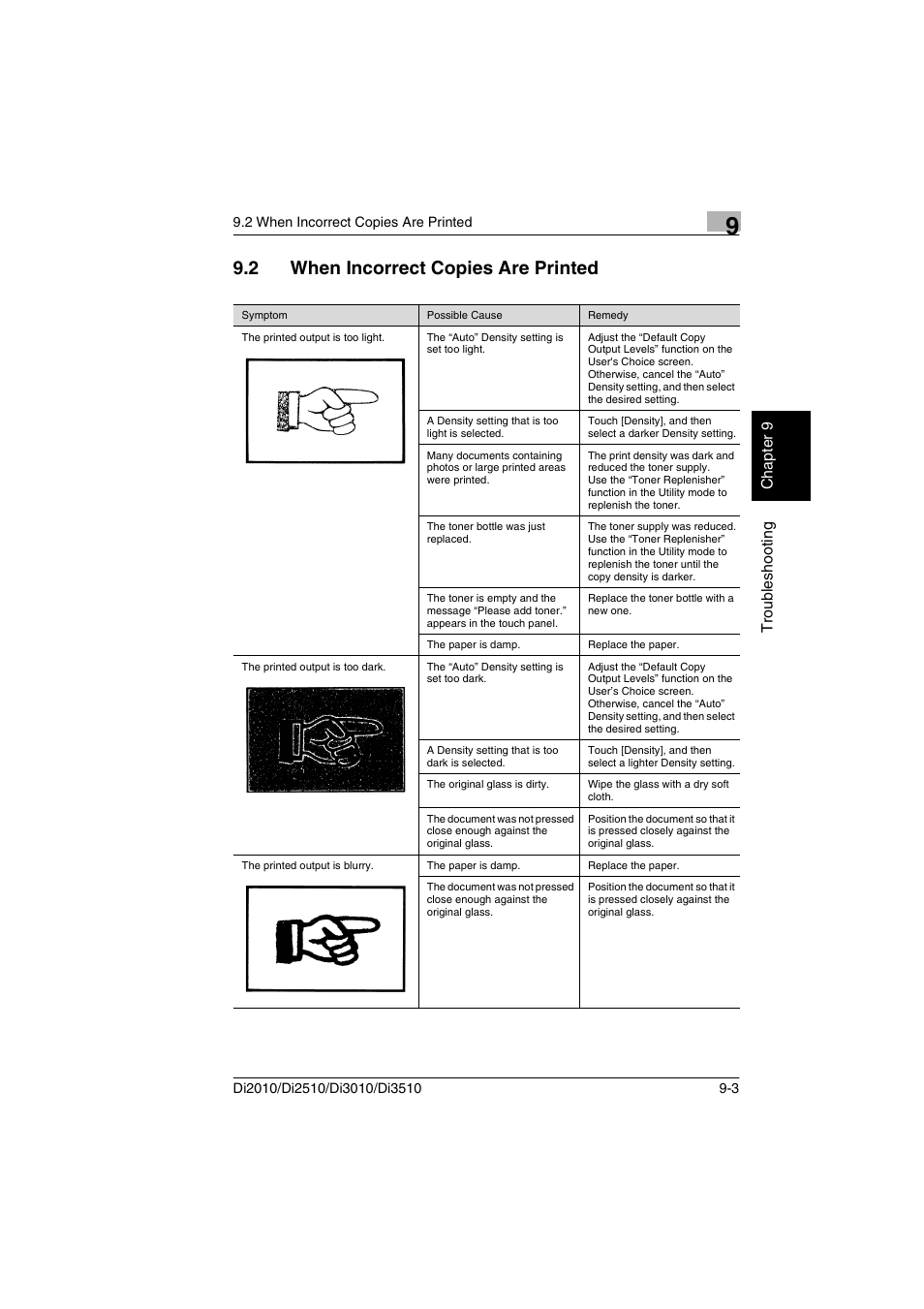 2 when incorrect copies are printed, When incorrect copies are printed -3 | Minolta DI2510 User Manual | Page 198 / 210