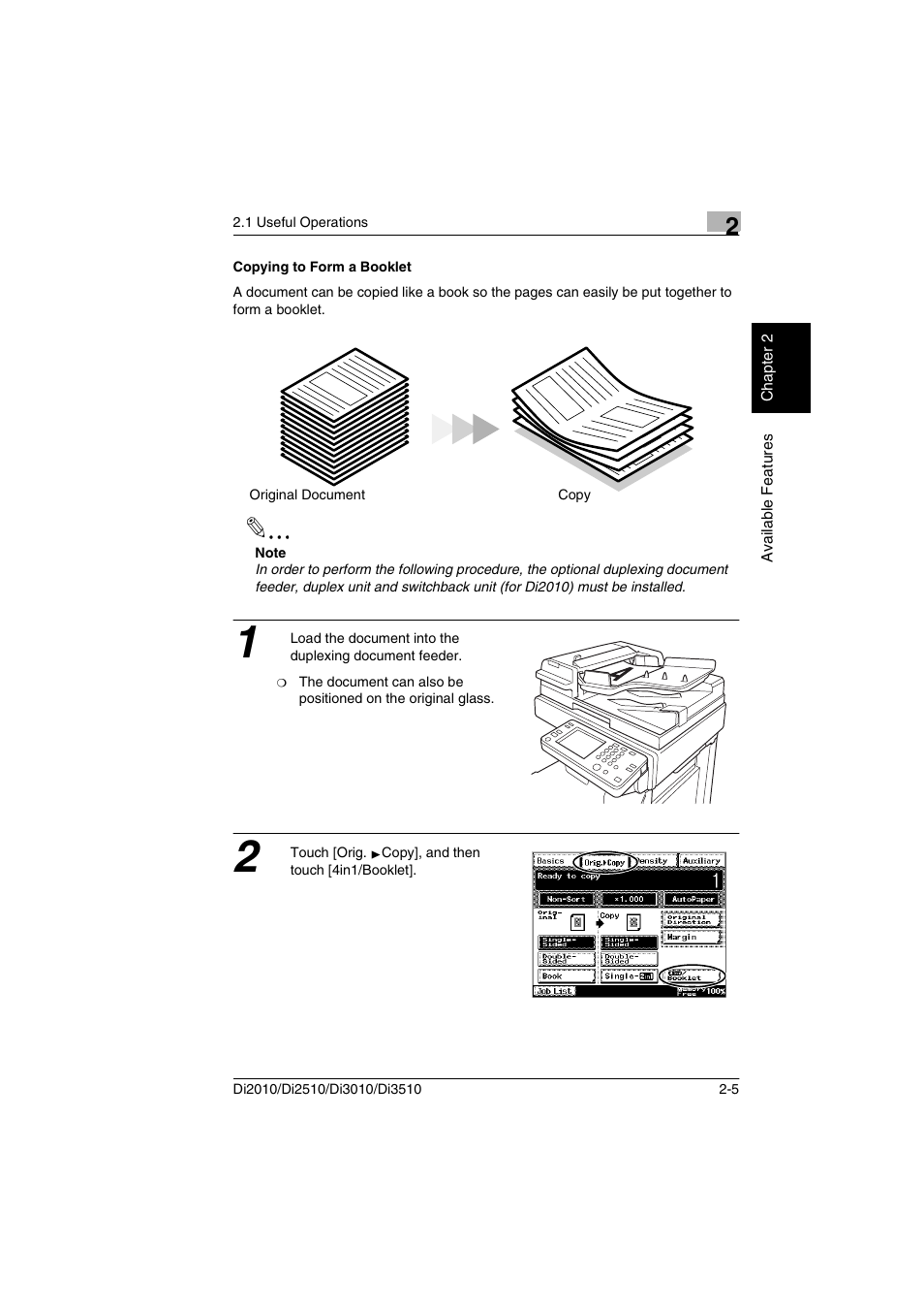 Copying to form a booklet, Copying to form a booklet -5 | Minolta DI2510 User Manual | Page 26 / 210