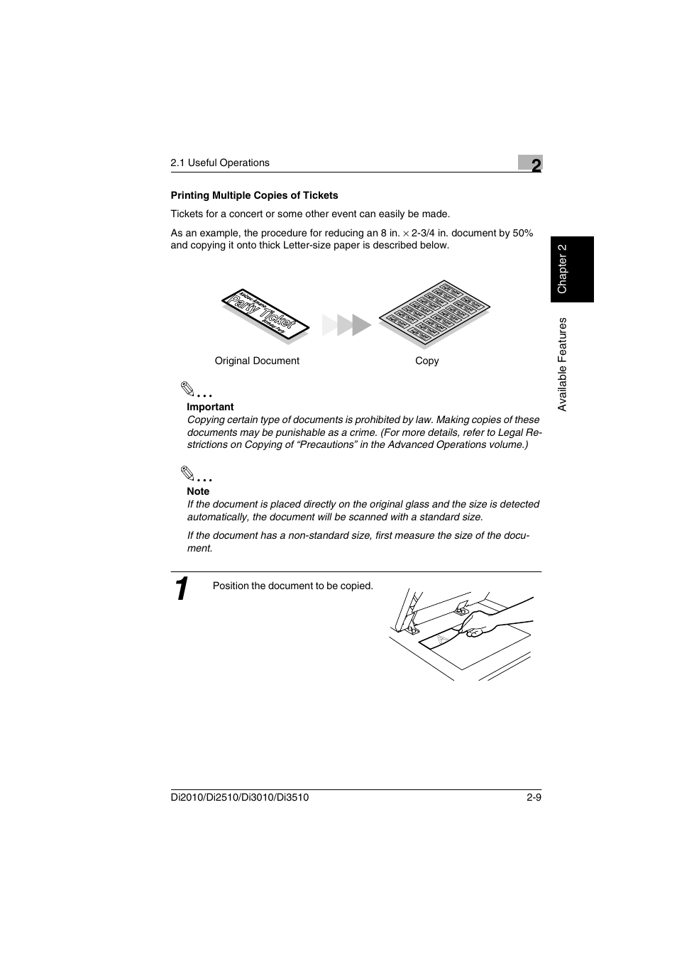 Printing multiple copies of tickets, Printing multiple copies of tickets -9 | Minolta DI2510 User Manual | Page 30 / 210