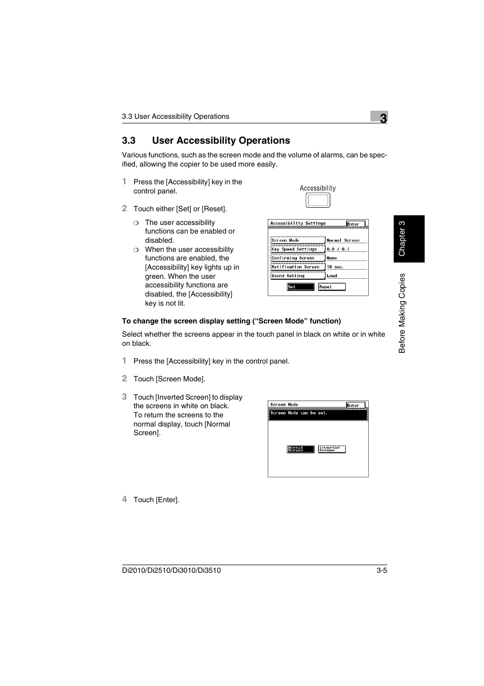 3 user accessibility operations | Minolta DI2510 User Manual | Page 46 / 210