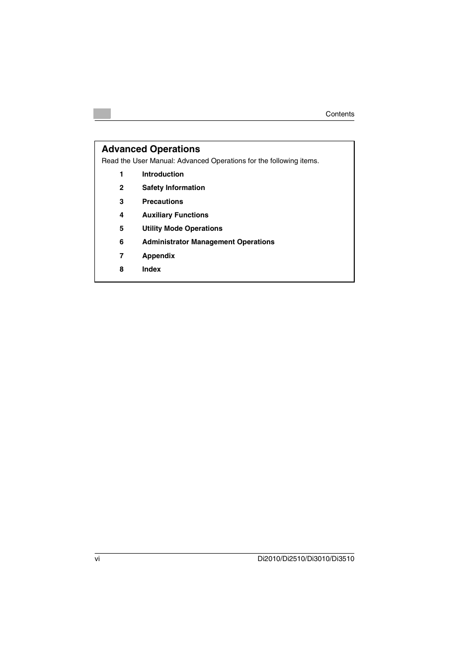 Advanced operations | Minolta DI2510 User Manual | Page 7 / 210