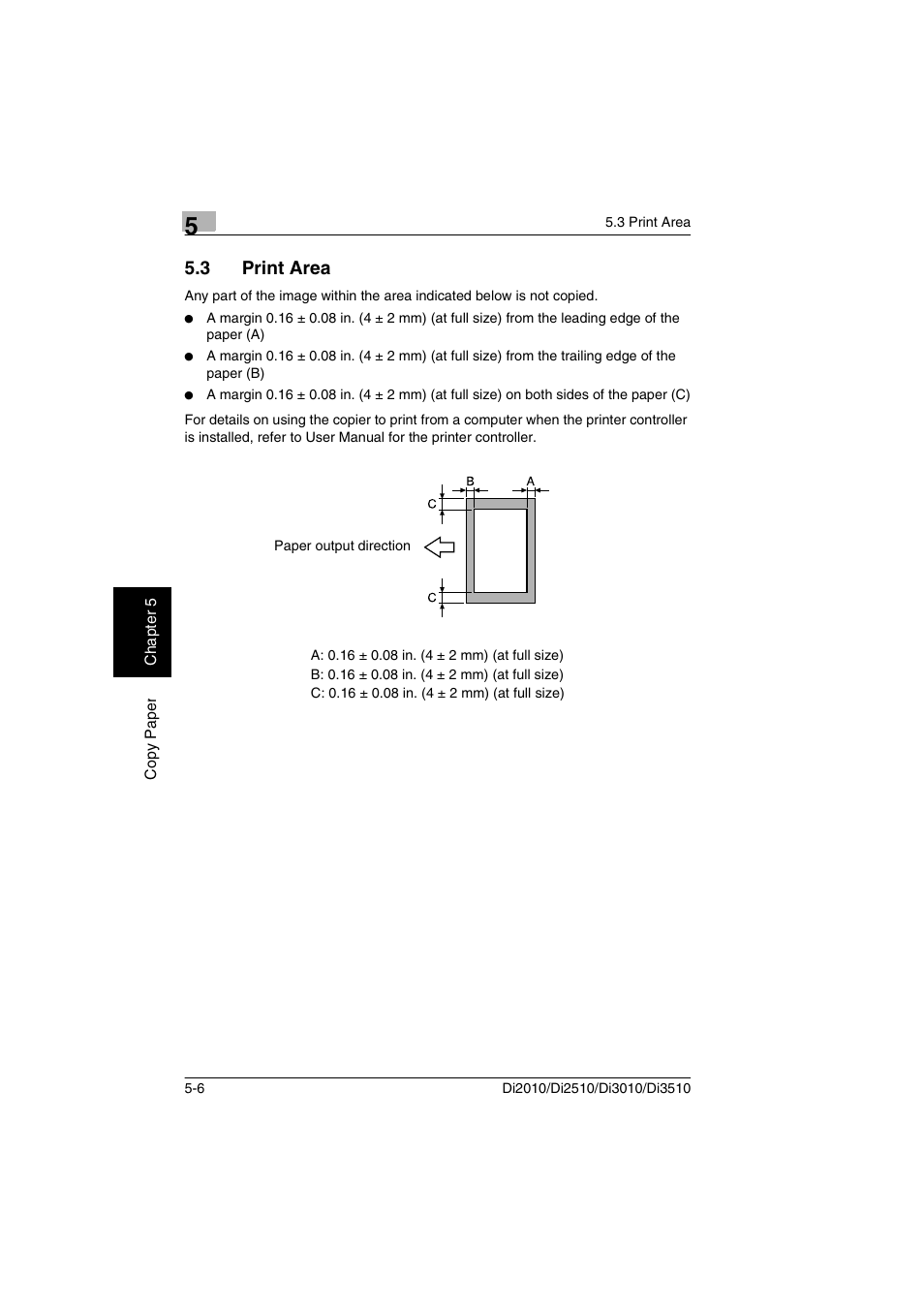 3 print area, Print area -6 | Minolta DI2510 User Manual | Page 77 / 210