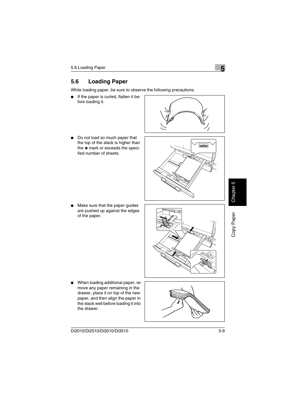 6 loading paper, Loading paper -9 | Minolta DI2510 User Manual | Page 80 / 210