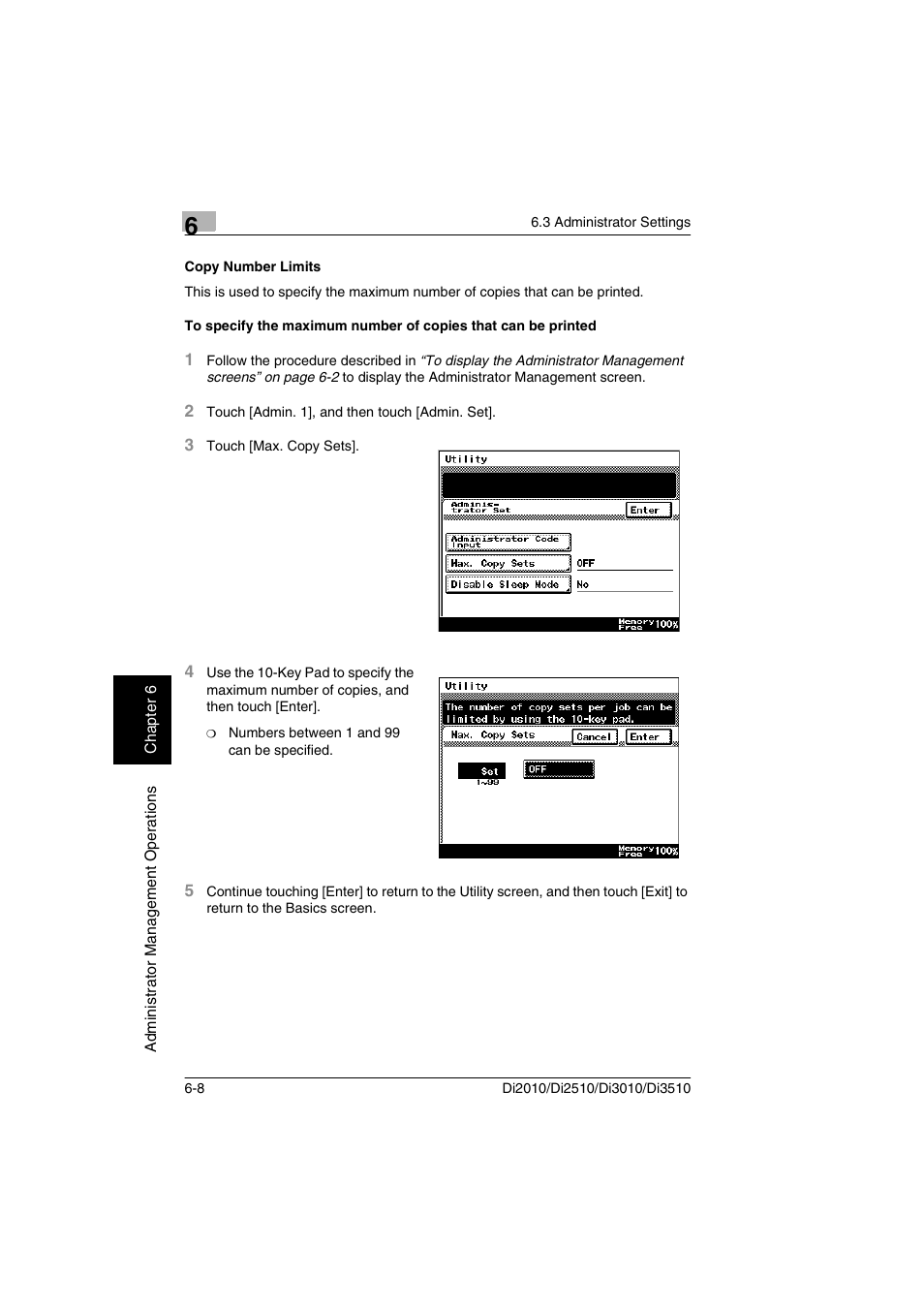 Copy number limits | Minolta DI2510 User Manual | Page 105 / 148