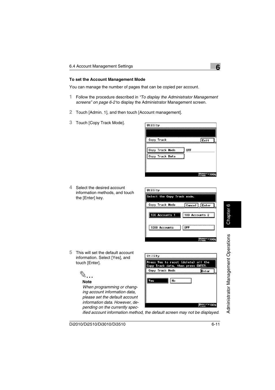 To set the account management mode, To set the account management mode -11 | Minolta DI2510 User Manual | Page 108 / 148