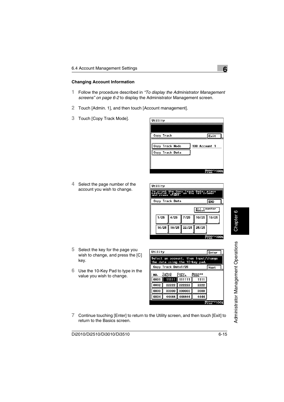 Changing account information, Changing account information -15 | Minolta DI2510 User Manual | Page 112 / 148