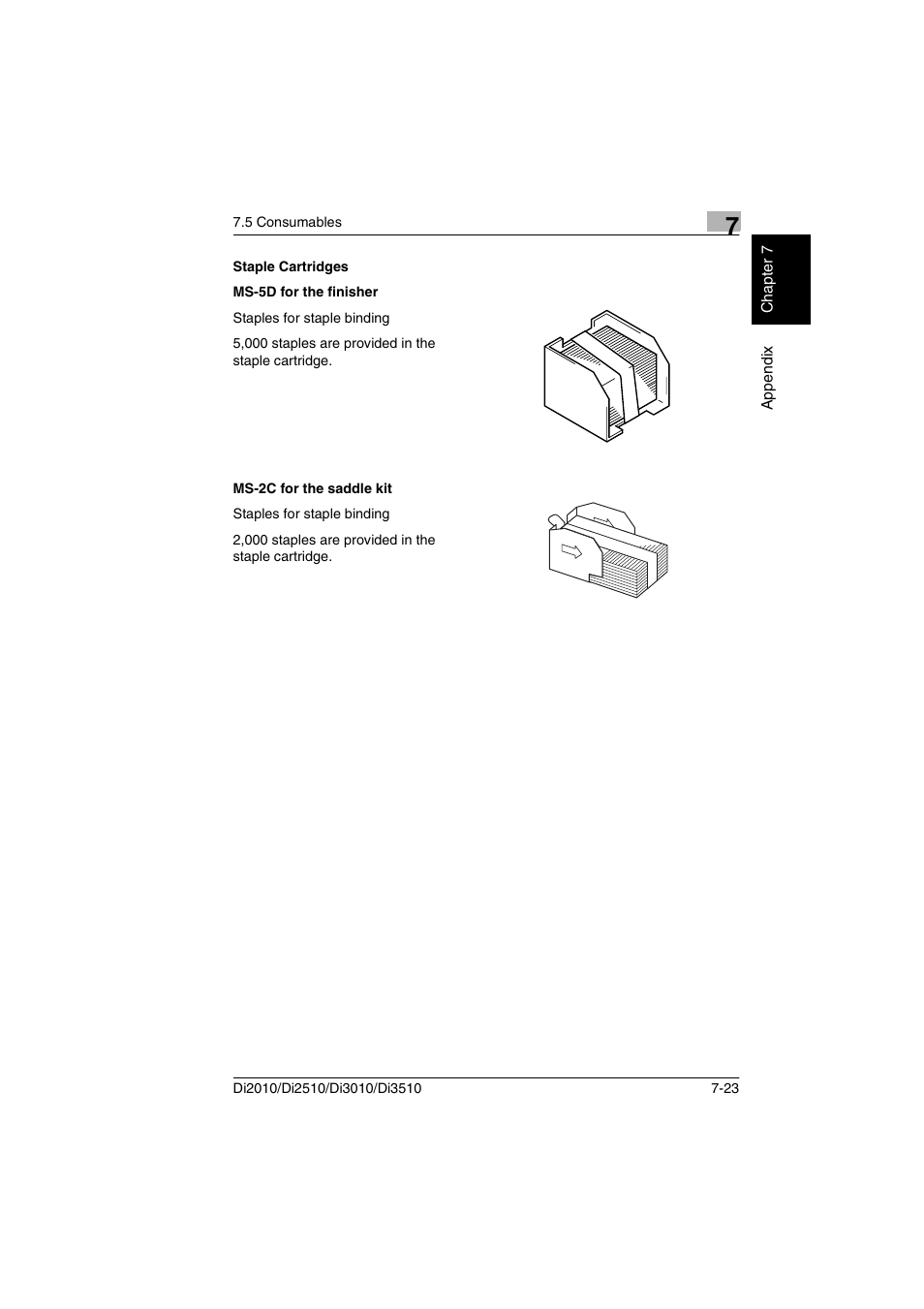 Staple cartridges, Staple cartridges -23 | Minolta DI2510 User Manual | Page 140 / 148