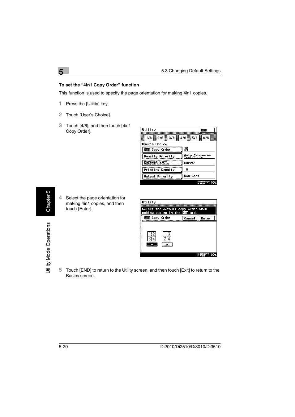 To set the “4in1 copy order” function, To set the “4in1 copy order” function -20 | Minolta DI2510 User Manual | Page 77 / 148