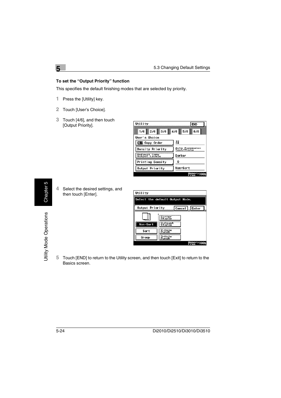 To set the “output priority” function, To set the “output priority” function -24 | Minolta DI2510 User Manual | Page 81 / 148