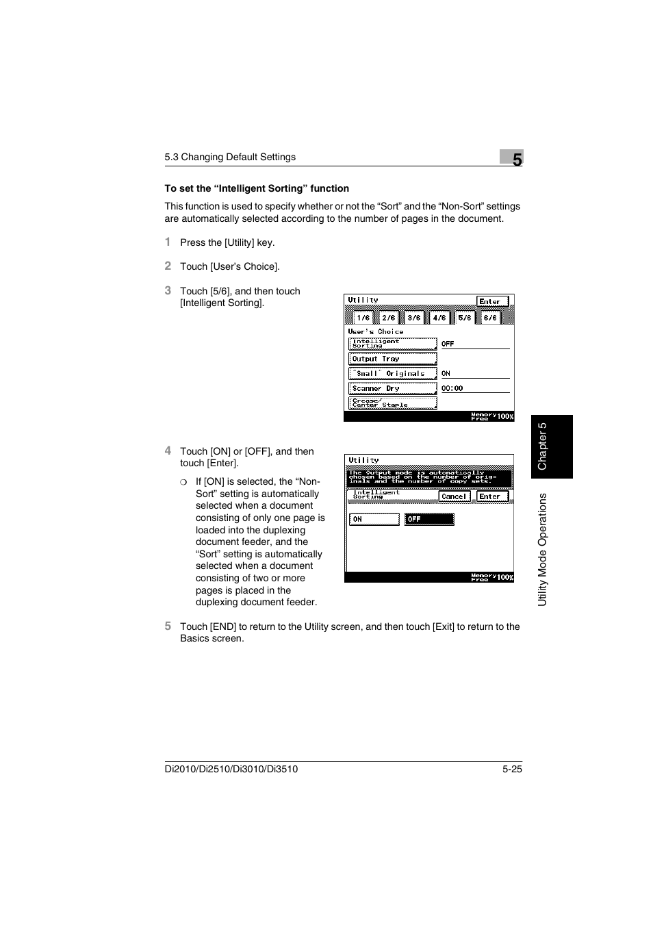 To set the “intelligent sorting” function, To set the “intelligent sorting” function -25 | Minolta DI2510 User Manual | Page 82 / 148