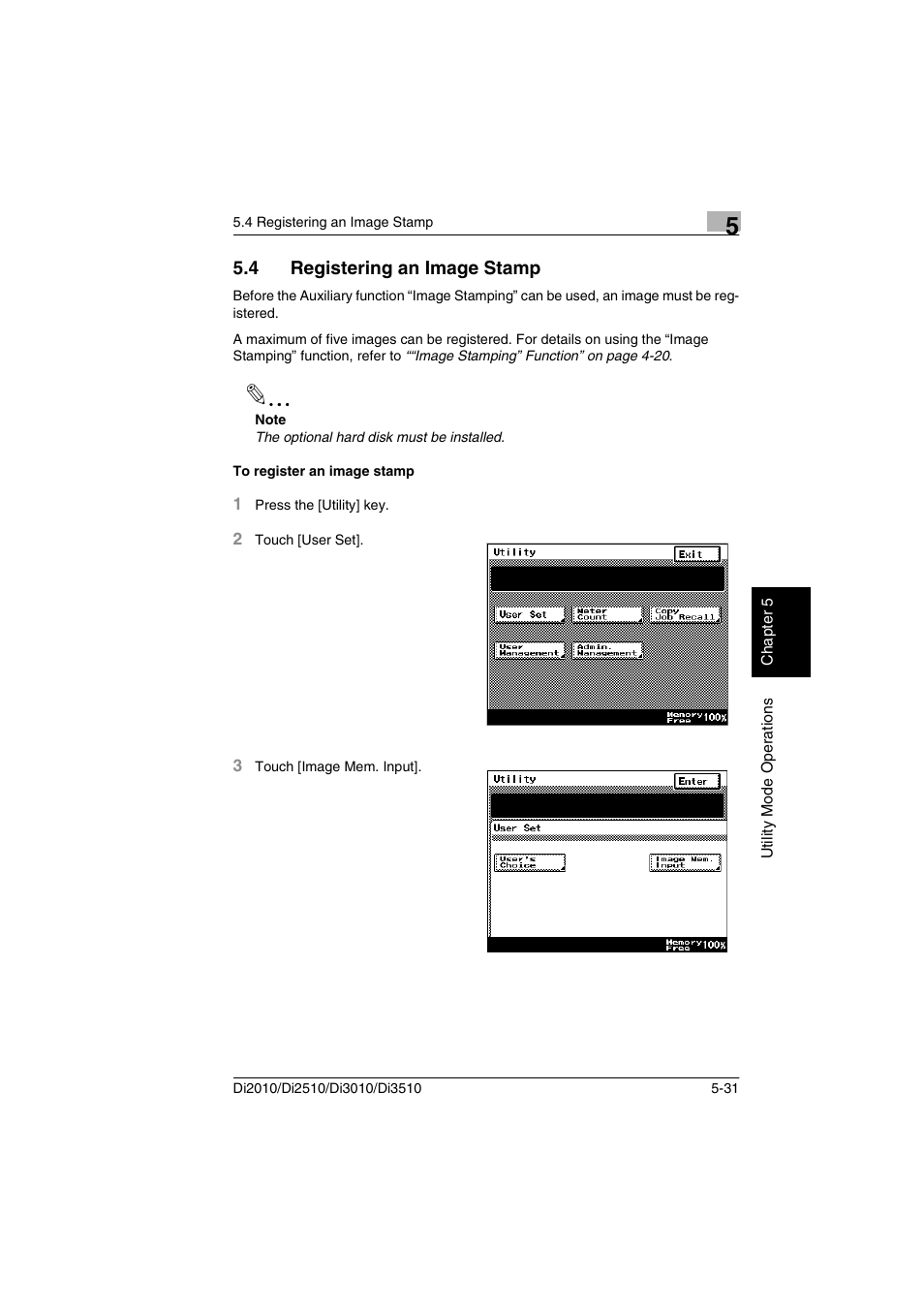 4 registering an image stamp, To register an image stamp | Minolta DI2510 User Manual | Page 88 / 148