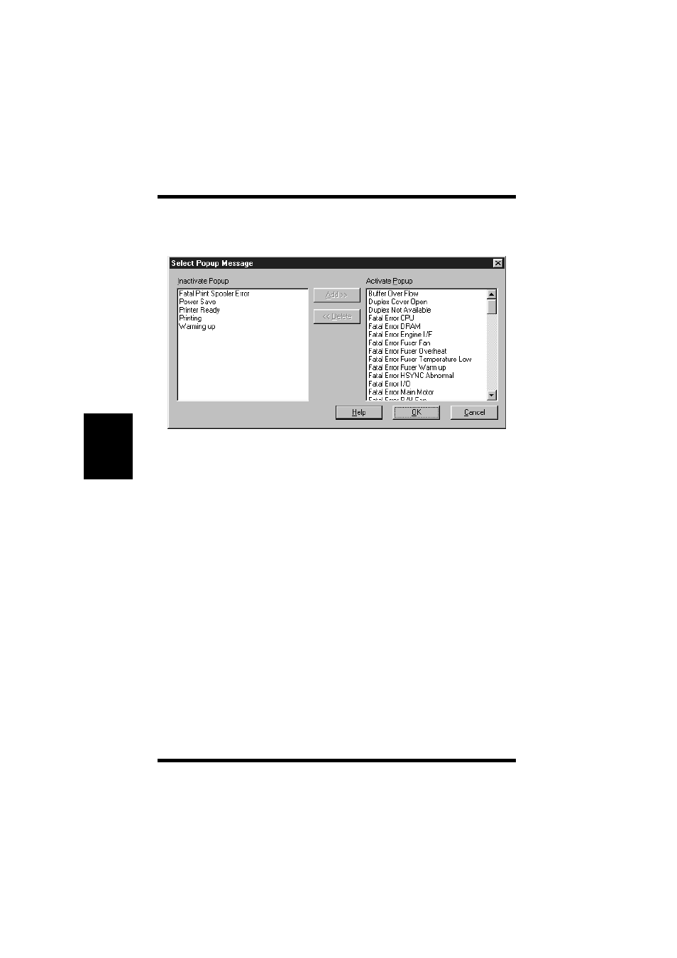 Controlling pop up messages -62, Lower misfeed -9, Controlling pop up messages | Minolta PageWorks 18L User Manual | Page 140 / 219