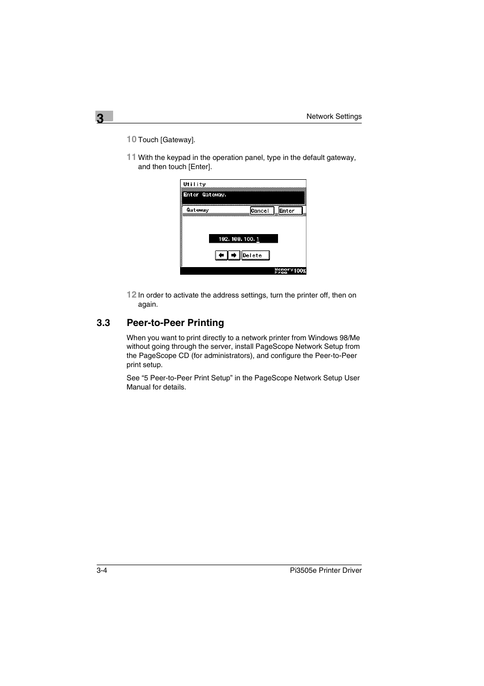 3 peer-to-peer printing, Peer-to-peer printing -4 | Minolta Pi3505e User Manual | Page 43 / 114