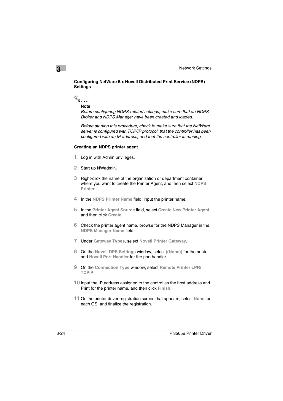 Creating an ndps printer agent | Minolta Pi3505e User Manual | Page 63 / 114