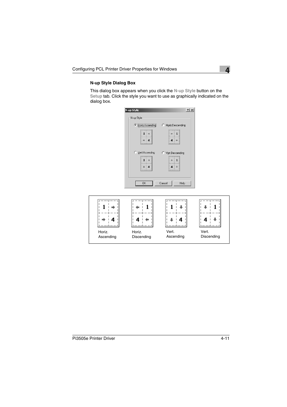 N-up style dialog box, N-up style dialog box -11 | Minolta Pi3505e User Manual | Page 78 / 114