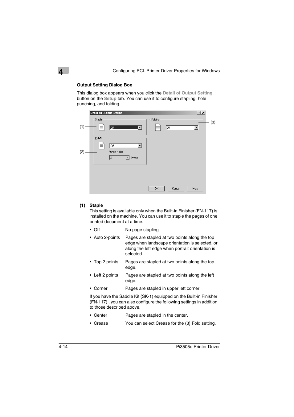 Output setting dialog box, Output setting dialog box -14 | Minolta Pi3505e User Manual | Page 81 / 114