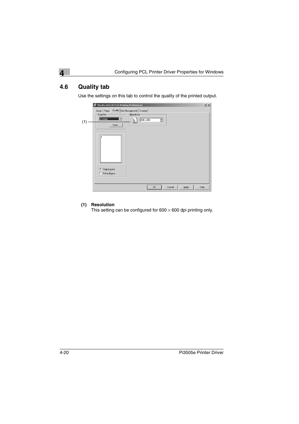 6 quality tab, Quality tab -20, P. 4-20 | Minolta Pi3505e User Manual | Page 87 / 114