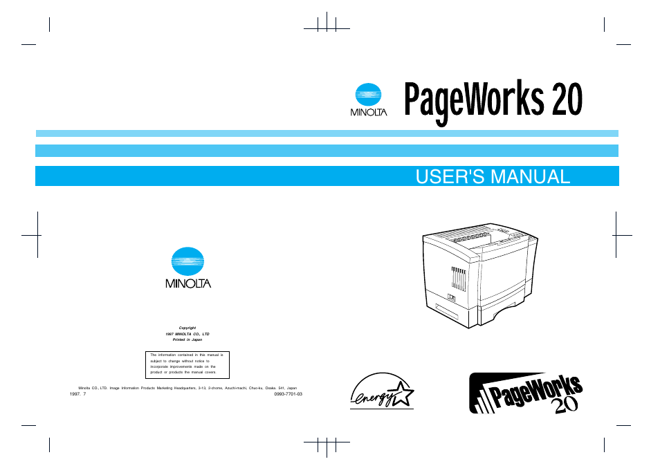 User's manual | Minolta PAGEWORKS 20 User Manual | Page 203 / 203