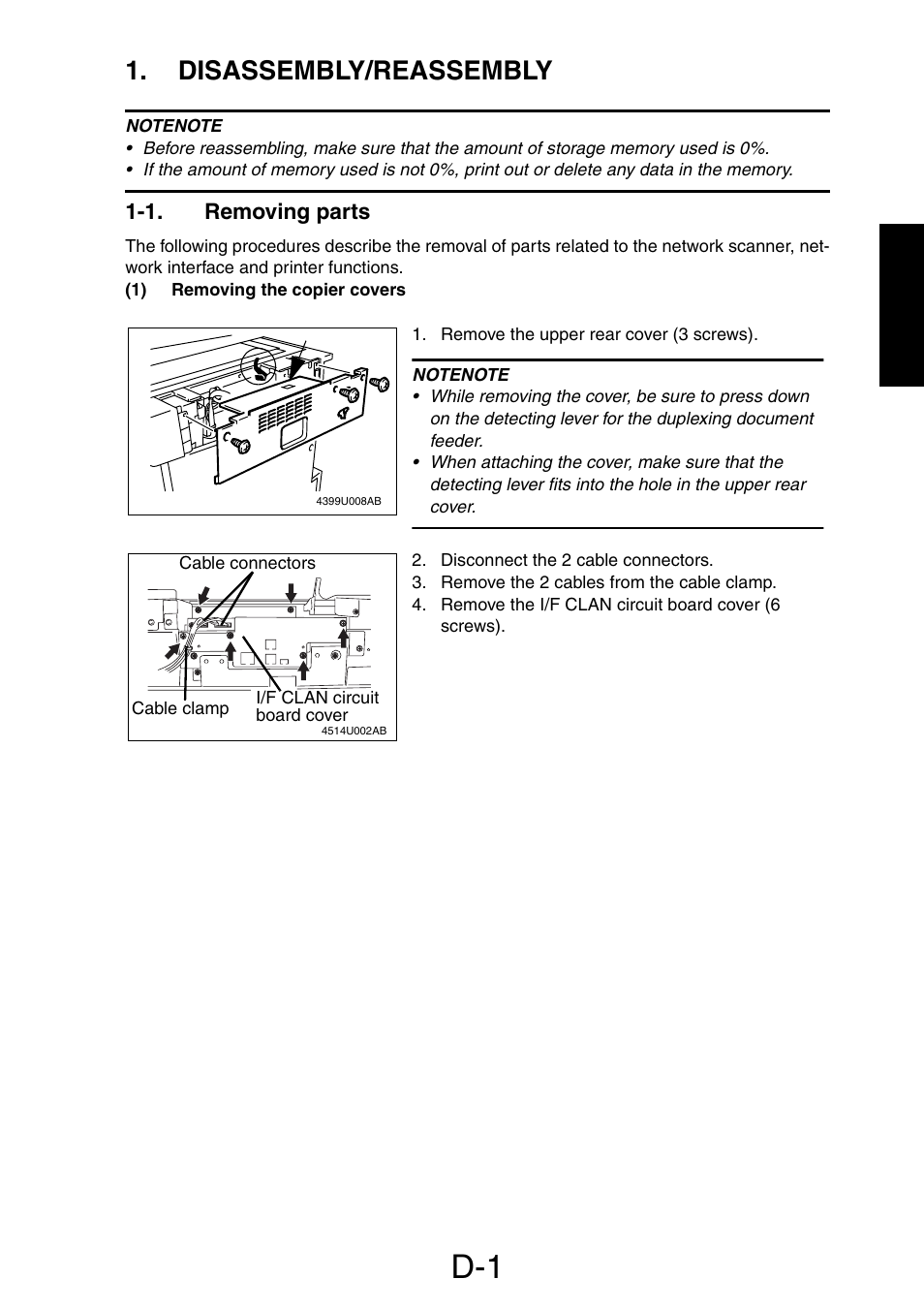 Disassembly/reassembly, 1. removing parts | Minolta Pi3505e/PS User Manual | Page 22 / 62