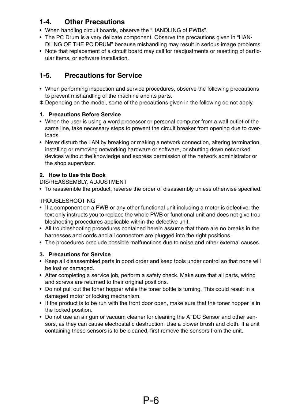 4. other precautions, 5. precautions for service | Minolta Pi3505e/PS User Manual | Page 7 / 62
