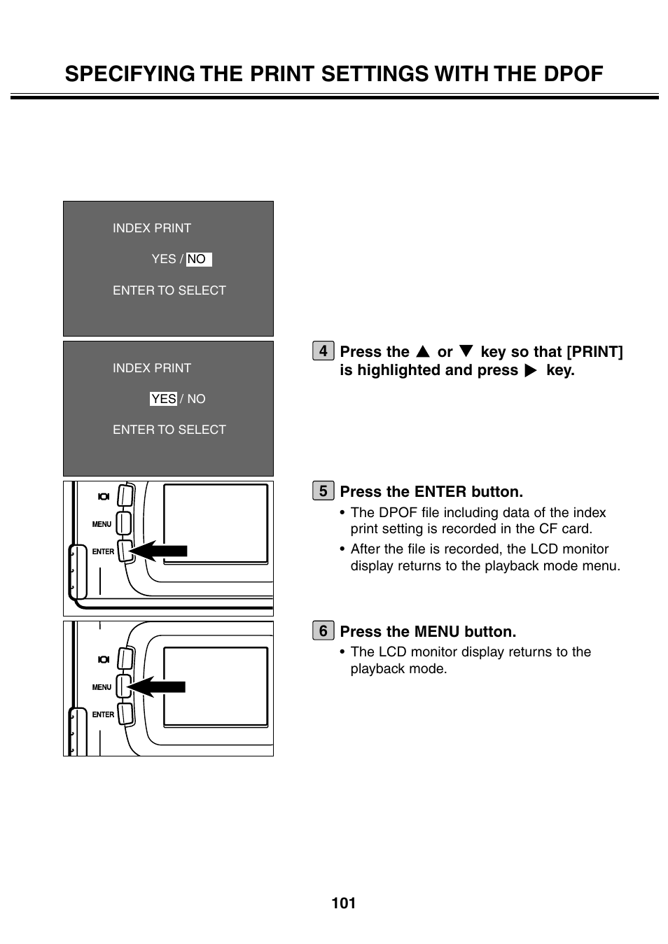 Specifying the print settings with the dpof | Minolta 2330 User Manual | Page 101 / 160