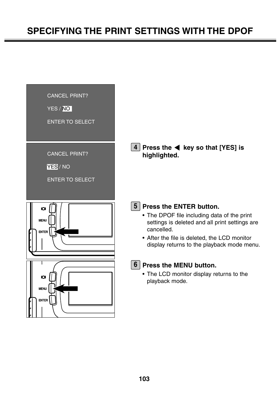 Specifying the print settings with the dpof | Minolta 2330 User Manual | Page 103 / 160