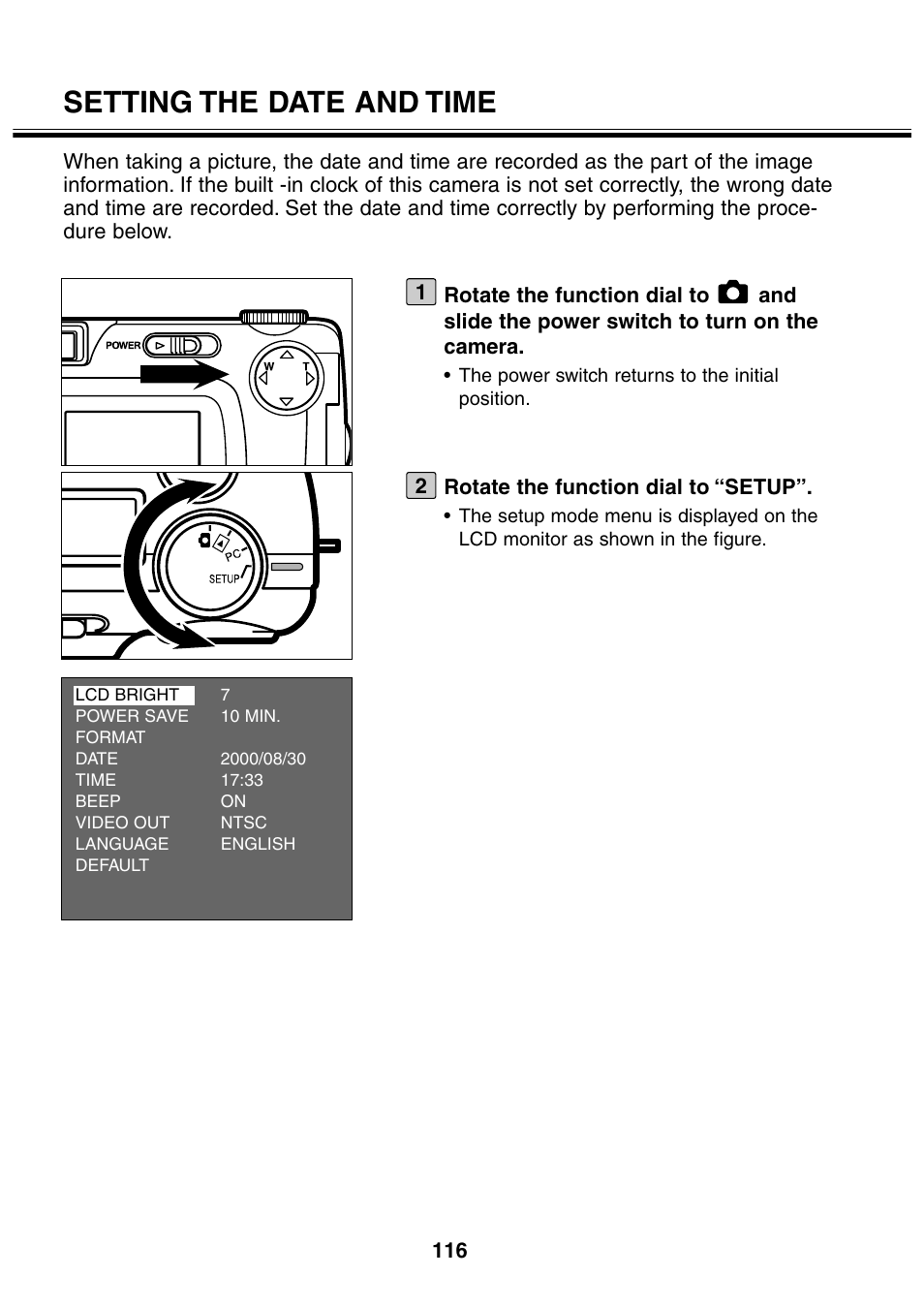 Setting the date and time | Minolta 2330 User Manual | Page 116 / 160