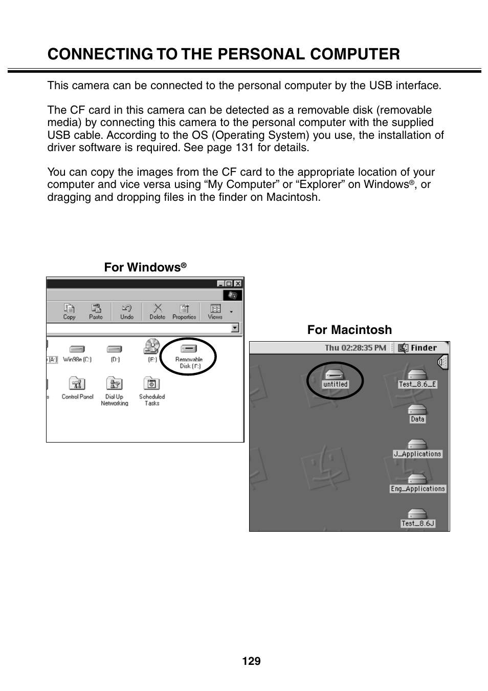 Connecting to the personal computer | Minolta 2330 User Manual | Page 129 / 160