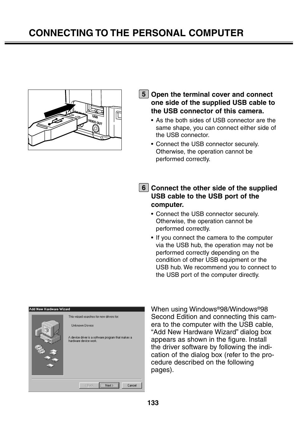 Connecting to the personal computer | Minolta 2330 User Manual | Page 133 / 160