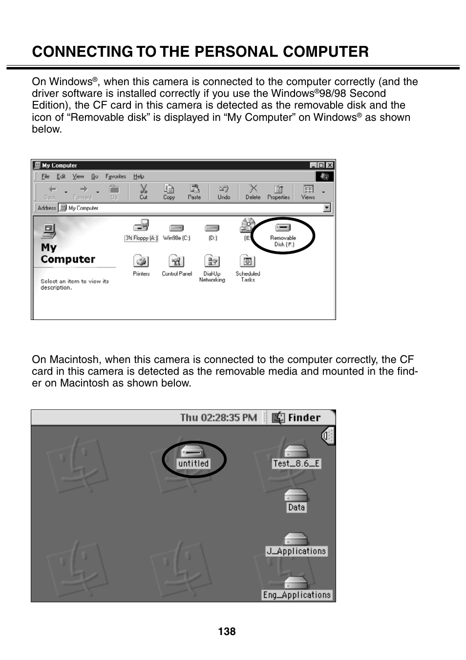 Connecting to the personal computer | Minolta 2330 User Manual | Page 138 / 160