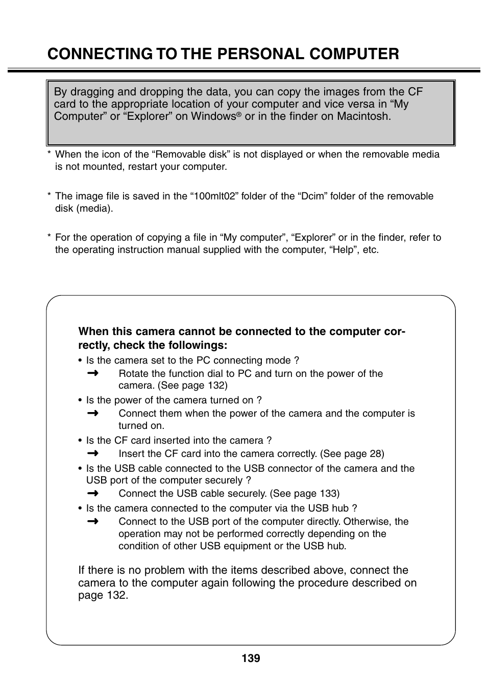 Connecting to the personal computer | Minolta 2330 User Manual | Page 139 / 160