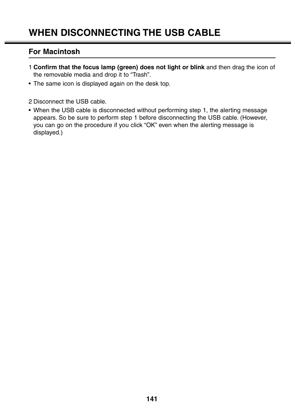 When disconnecting the usb cable | Minolta 2330 User Manual | Page 141 / 160