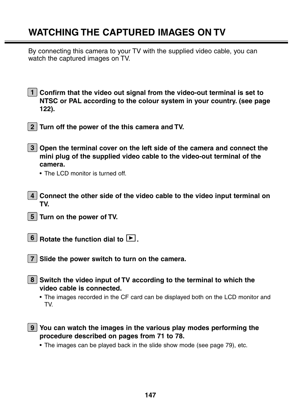 Watching the captured images on tv | Minolta 2330 User Manual | Page 147 / 160